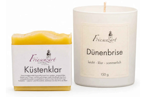 Sommerabend – Friesenzart Duft- & Pflegeset mit Naturseife Küstenklar und Duftkerze Dünenbrise
