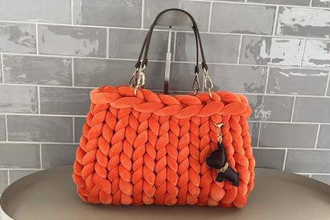 Strickbag Orange Samt