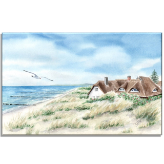 Aquarell Bild Keilrahmen Leinwand 30x20 cm Fischland Ahrenshoop Ostsee