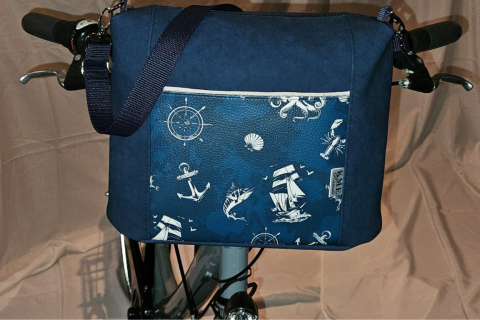 Handtasche mit Klickfix-System für den Fahrradlenker Blau Maritim