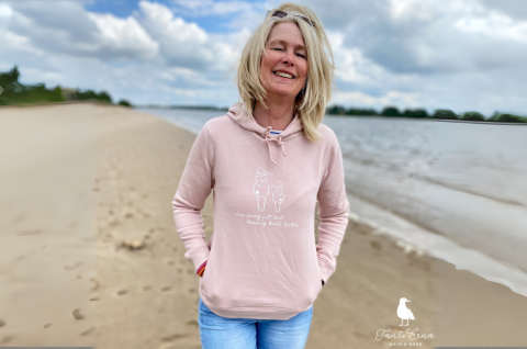Maritimer Pullover Damen - Möwen & plattdeutscher Spruch