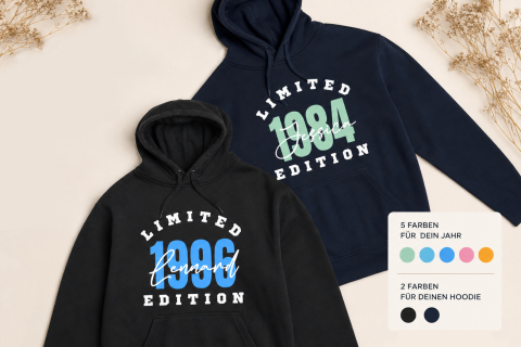 Personalisierter Hoodie mit Wunschname & Geburtsjahr