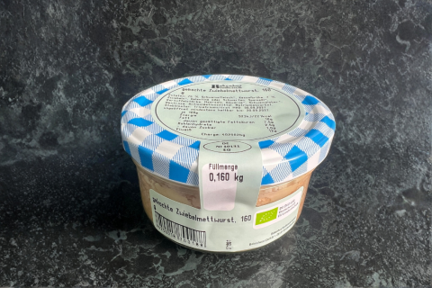 Bio gekochte Zwiebelmettwurst 160g im Glas