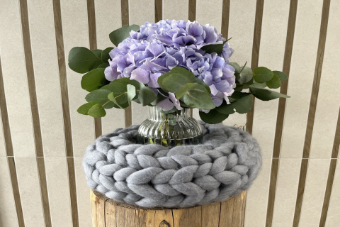 Großer Dekokranz aus Merinowolle Grau