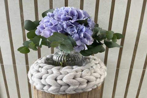 Großer Dekokranz aus Merinowolle Beige meliert