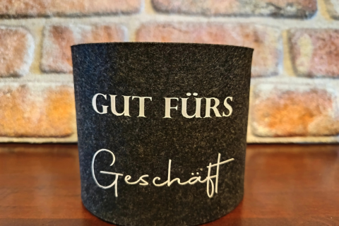 Toilettenpapier Banderole aus Filz perfektes kleines Geschenk für alle mit Humor! "Gut fürs Geschäft"