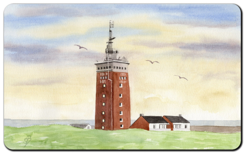 Aquarell Brettchen Frühstücksbrettchen Insel Helgoland Leuchtturm Nordsee