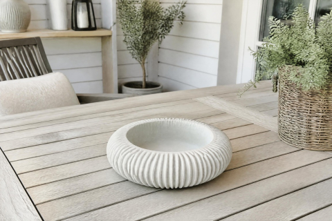 Runde Schale aus Beton, weiß - Stilvolles Wohnaccessoire