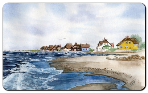 Aquarell Brettchen Frühstücksbrettchen Heiligenhafen Fehmarn Ostsee