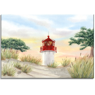 Aquarell Bild Keilrahmen Leinwand 30x20 cm Leuchtturm Gellen Hiddensee Rügen Ostsee 