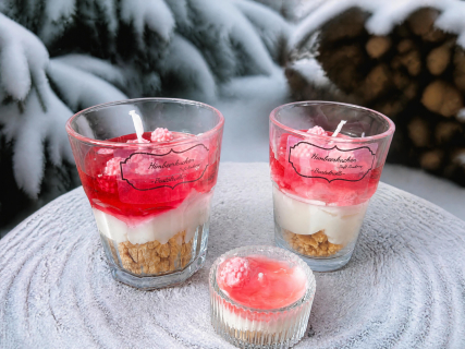 Himbeerkuchen Dessertkerze