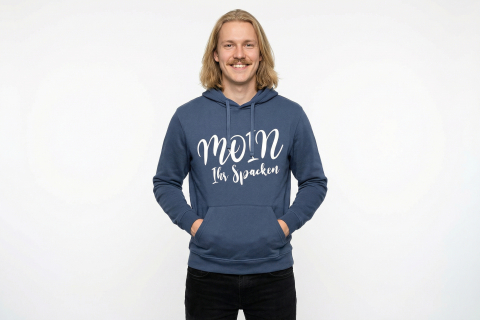 Hoodie „Moin Ihr Spacken“ - Farbe Dunkelblau - Druck Weiß
