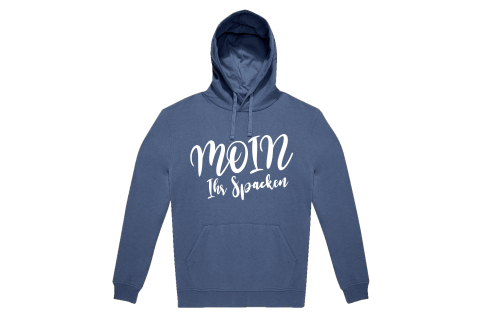 Hoodie „MOIN IHR SPACKEN“ - Farbe Dunkelblau - Druck Weiß