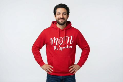 Hoodie „MOIN IHR SPACKEN“ - Farbe Rot - Druck Weiß