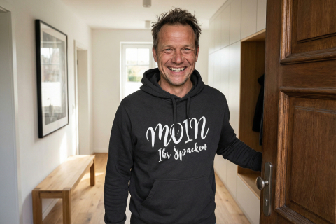 Hoodie „Moin Ihr Spacken“ - Farbe Schwarz - Druck Weiß