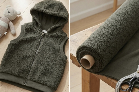 Bouclé Teddy soft Tannengrün