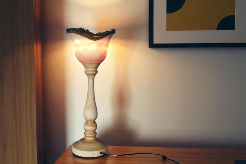 Stehle - Lampe aus einem Birkenstamm