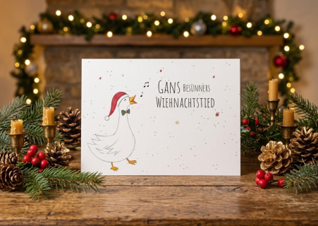 Postkarte Weihnachten: „Gans ‘‘ Gans besünners Wiehnachtstied
