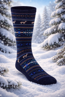 Alpaka Socken Jacquard Marine-Royal