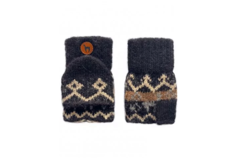 Halbfinger Handschuhe Natur-Schwarz für Kinder 3-6J