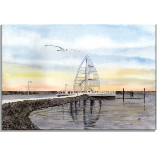 Aquarell Bild Keilrahmen Leinwand 30x20 cm Insel Juist Nordsee Seezeichen Juist4