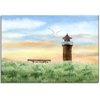 Aquarell Bild Keilrahmen Leinwand 30x20 cm Insel Juist Leuchtturm Nordsee