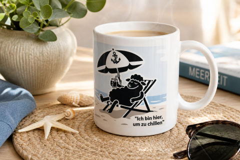 Kaffeetasse Bürotasse „Ich bin hier um zu chillen“