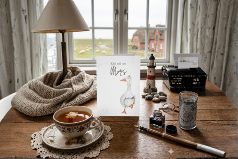 Postkarte  Gans Klei mi an Mors