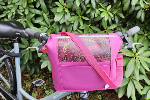 Handtasche mit Klickfix-System für den Fahrradlenker Pink Bunt