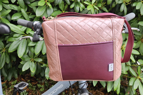 Handtasche mit Klickfix-System für den Fahrradlenker Rosé