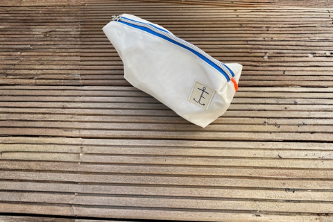 Kulturtasche orange/blau aus Segeltuch