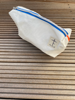 Kulturtasche orange/blau aus Segeltuch