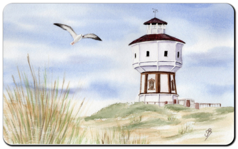 Aquarell Brettchen Frühstücksbrettchen Langeoog Wasserturm Leuchtturm L1