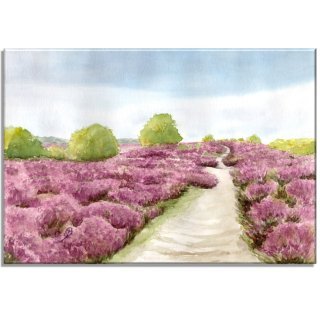 Aquarell Bild Keilrahmen Leinwand 30x20 cm Lüneburger Heide