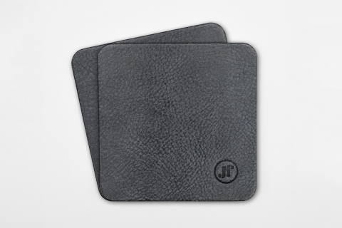 Leder Untersetzer 2er-Set Farbe Graphitblau mit Logo-Praegung
