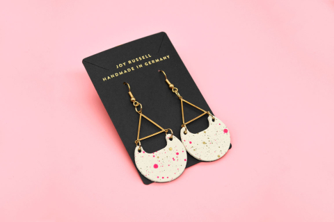 Leder Ohrringe „Halfmoon“ 18k vergoldet