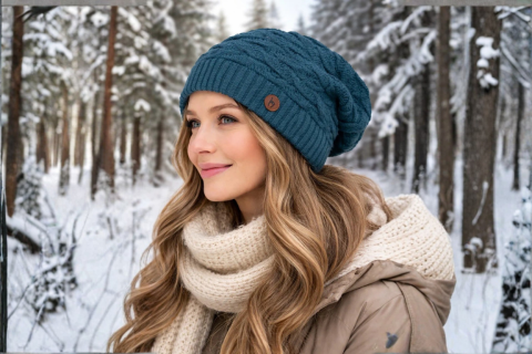 Alpaka Strickbaret BIESEN Petrol