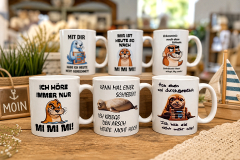 Maritime Morgenmuffel Kaffeebecher – Seehund Kollektion