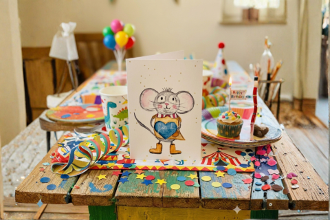 Grußkarte „Maus mit Herz“ – För di!