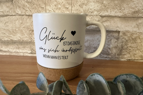 Tasse "Glück" mit abnehmbarem Korkboden