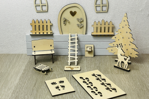 Wichteltür-Set aus Holz – 15-teilige Weihnachtsdeko