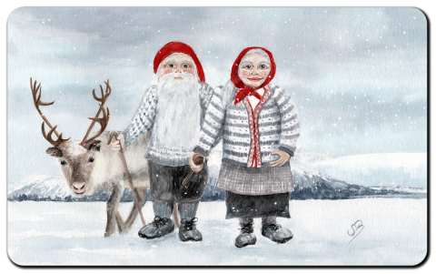Aquarell Brettchen Frühstücksbrettchen Norwegen Weihnachten Jul Julenissen