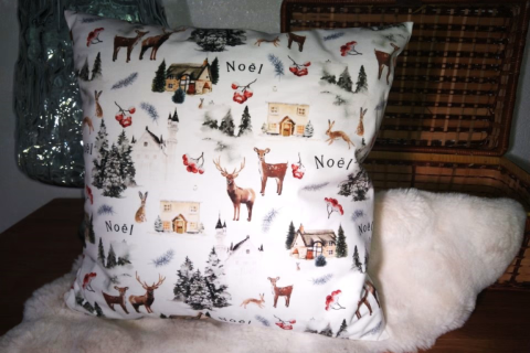 Kissen, Winterlandschaft "Noel" 45x45 cm, Velour