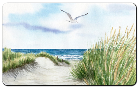 Aquarell Brettchen Frühstücksbrettchen Strand Meer Strandzugang Ostsee OA1