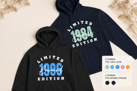 Personalisierter Hoodie mit Wunschname & Geburtsjahr