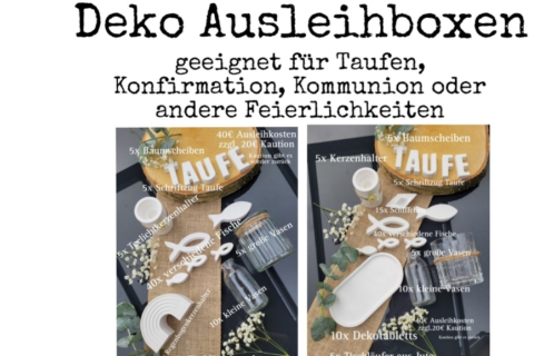 Deko Ausleihbox für Taufen, Konfirmation, Kommunion etc.