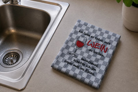 Geschirrtuch Wein - Manchmal ins Essen geben
