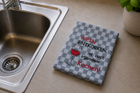 Geschirrtuch Wein entkorken