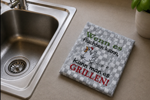 Geschirrtuch Wenn flüchten - Grillen