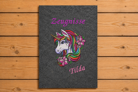 Ordner mit Filzhülle Einhorn